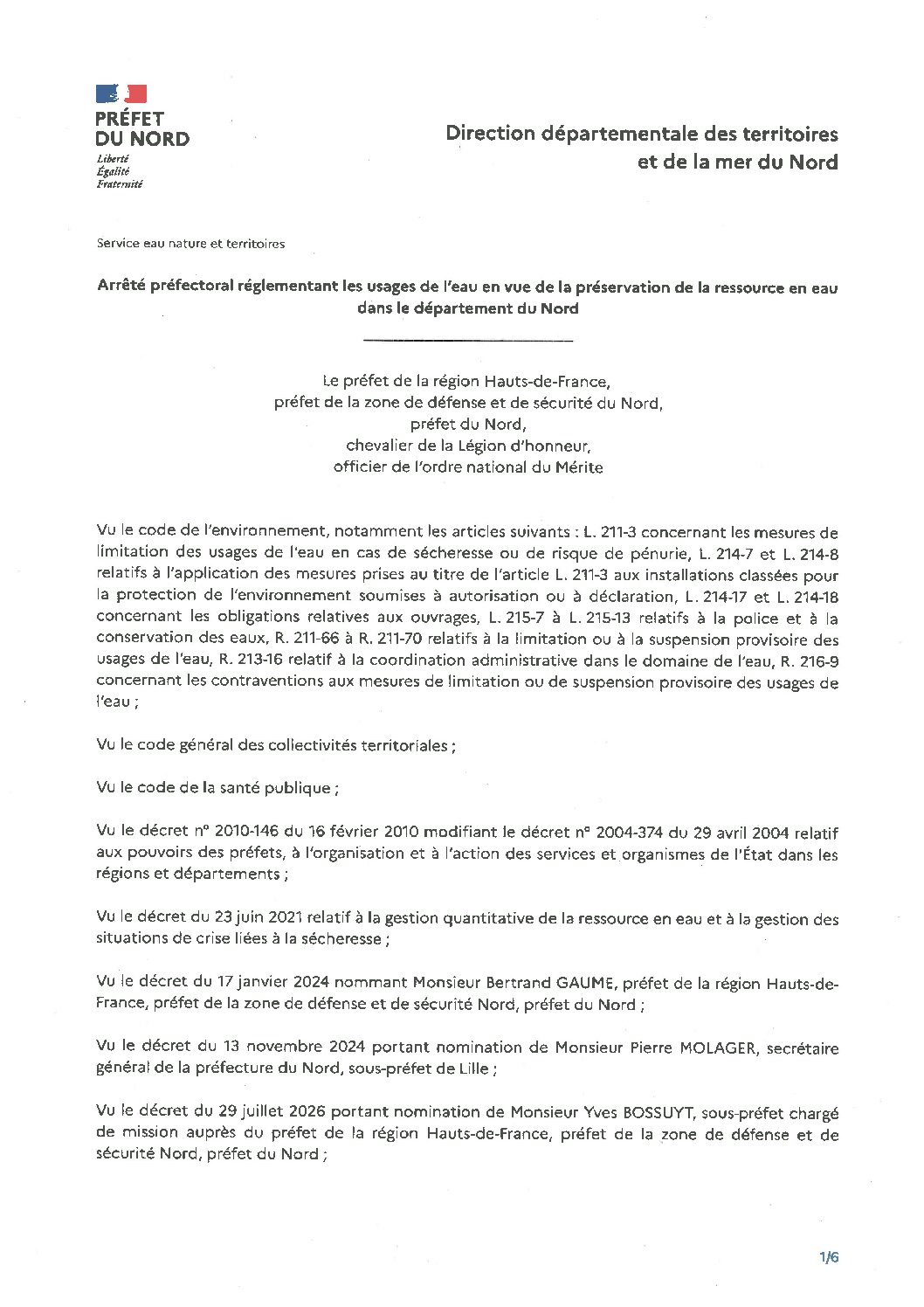 Thumbnail for the post titled: Arrêté préfectoral: préservation de la ressource en eau